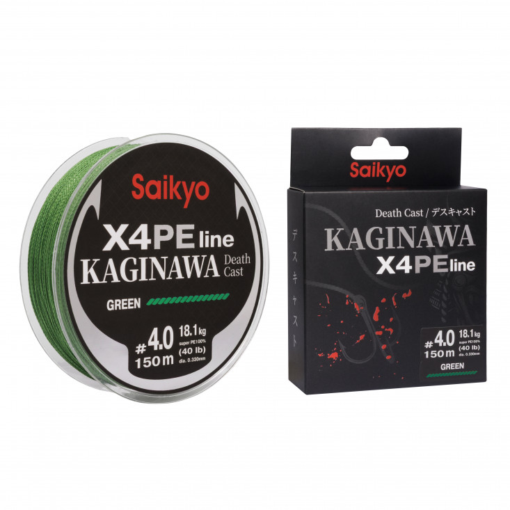 Шнур Saikyo KAGINAWA X4PE 150m, зеленый #4 (0,33mm), 18,1kg