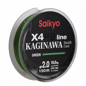 Шнур Saikyo KAGINAWA X4PE 150m, зеленый #2 (0,235mm), 10kg