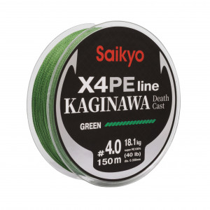 Шнур Saikyo KAGINAWA X4PE 150m, зеленый #4 (0,33mm), 18,1kg