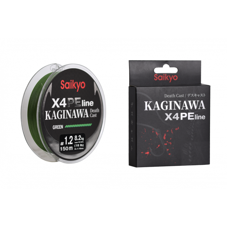 Шнур Saikyo KAGINAWA X4PE 150m, зеленый #1.2 (0,185mm), 8,2kg